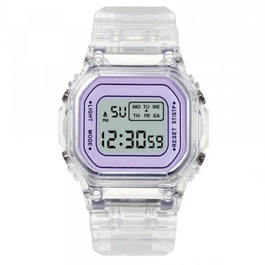 Montre Électronique pas chère Transparente Violet