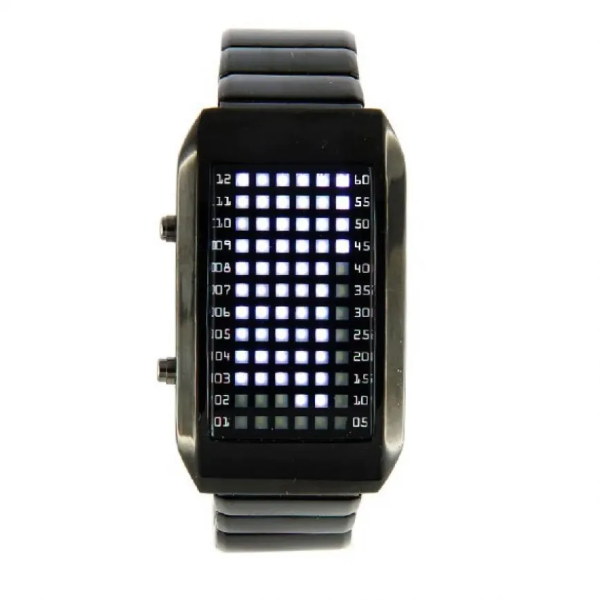 Montre LED design futur affichage binaire date