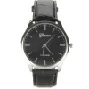 Montre élégante homme bracelet cuir noir