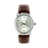 Montre luxe cuir brun de marque BADACE cadran boîtier argenté