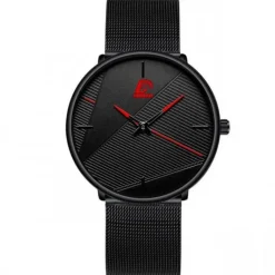 Montre Maille Milanaise Homme noir et rouge pas chère