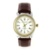 Montre marque BADACE luxe similicuir brun chiffre romain boîtier argenté doré