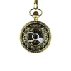 Montre mécanique ancienne unisexe vintage squelette bronze avec chaine
