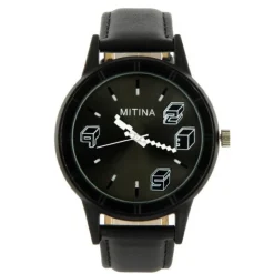 Montre mixte graphique pas chère noir chiffre 3D marque MITINA