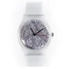 Montre motif plume pas chère transparente de marque Willis