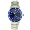 Montre métal homme argentée fermoir déployant cadran bleu