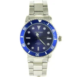Montre métal homme argentée fermoir déployant cadran bleu