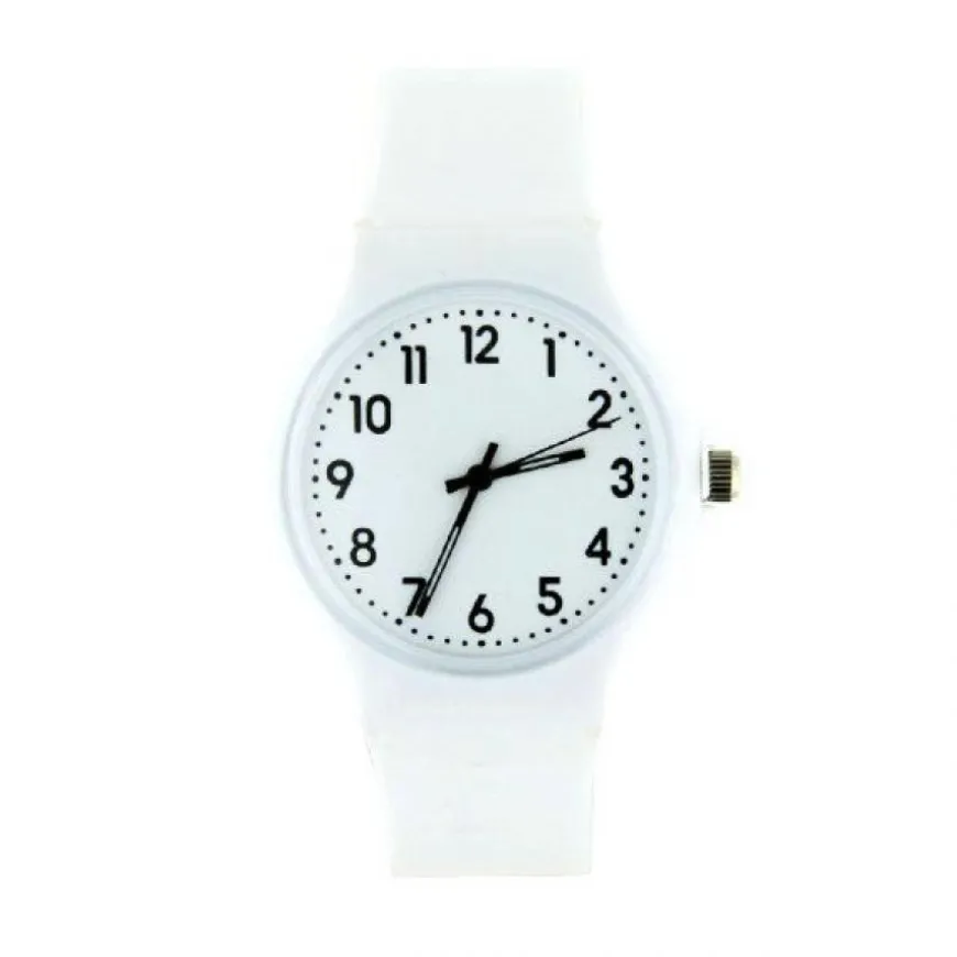 Montre pas chère classique blanche chiffres arabes repère pointillé