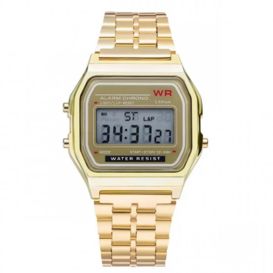 Montre pas chère multifonction dorée