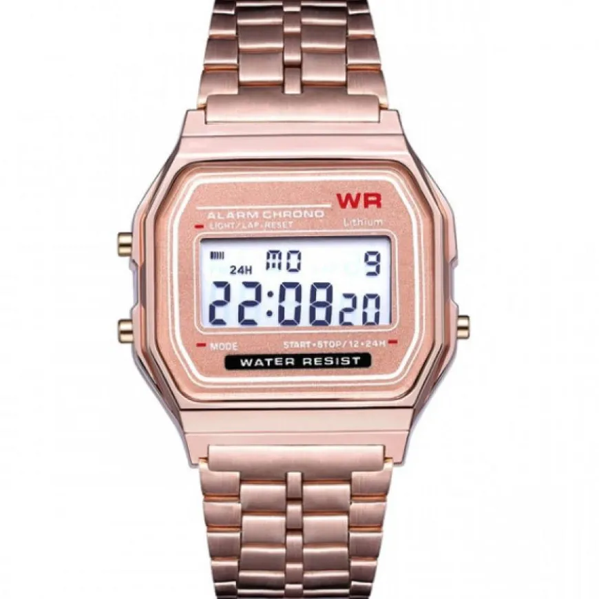 Montre pas chère multifonction doré rose