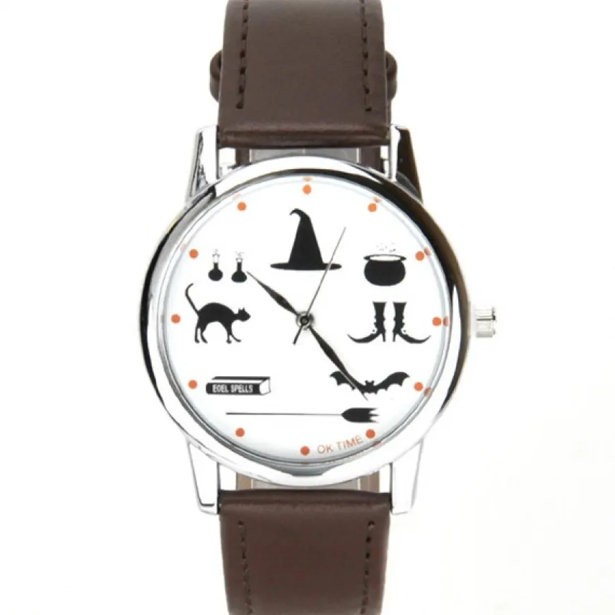 Montre pas chère ok time unisexe sorcière chauve-souris