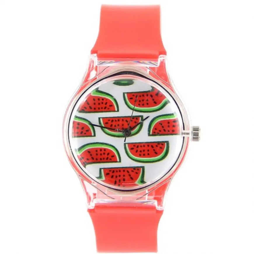 Montre pas chère pasteque fruit bracelet plastique rouge
