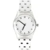 Montre pas chère à pois blanc noir