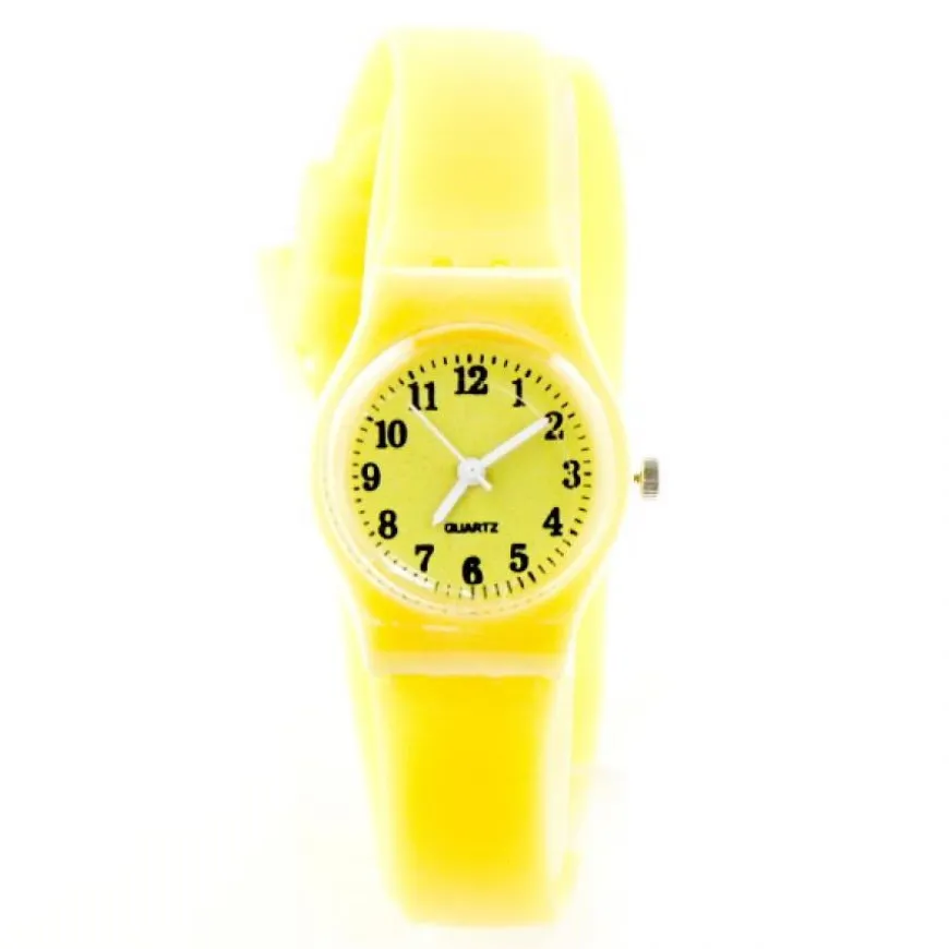 Montre pas chère pour l'été bracelet long silicone jaune