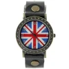 Montre pas chère vintage cuir motif drapeau Royaume Uni