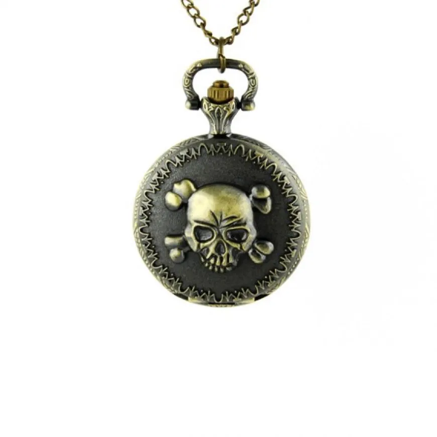 Montre pendentif pas chère motif tête de mort + chaine