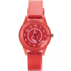 Montre plastique pas chère enfants rouge transparente