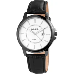 Montre pour Homme Bracelet Noir Cuir Synthétique Alain Miller