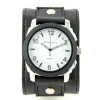 Montre qualité design bracelet de force noir marque Excellanc boîtier argenté