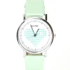 Montre à quartz cadran amour bracelet vert