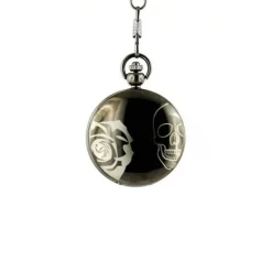Montre rose tête de mort à gousset pas chère noire  + chaine