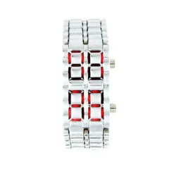Montre Samurai bracelet Argenté LED Rouge - Femme