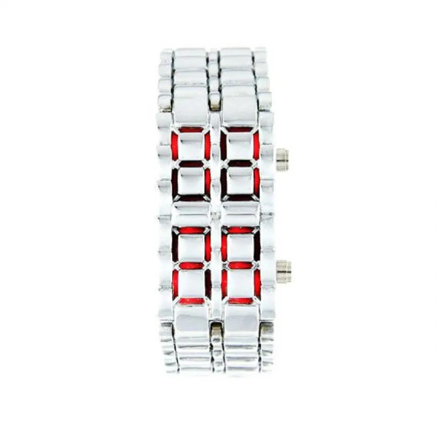 Montre Samurai bracelet Argenté LED Rouge - Femme