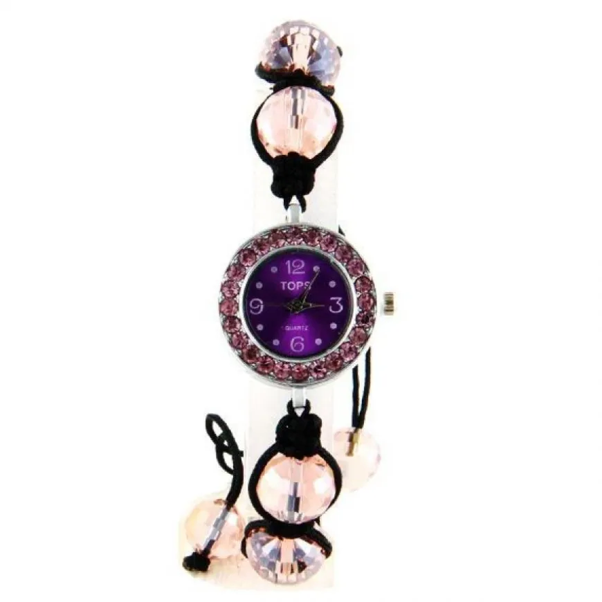 Montre Shamballa femme moins chère bracelet à boule tibetain violet