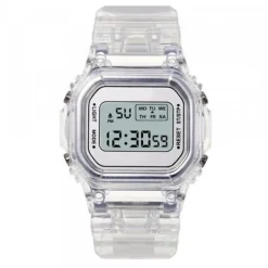 Montre Sport LCD Transparente pas chère cadran blanc