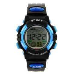 Montre sport pas chère multifonction noir bleue date chronomètre
