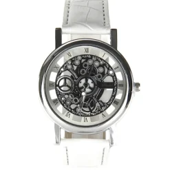 Montre squelette homme blanche