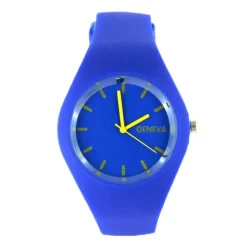 Montre tendance pas chère de marque silicone bleue Geneva