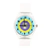 Montre transparente cadran bleu jaune violet Willis pas chère enfant