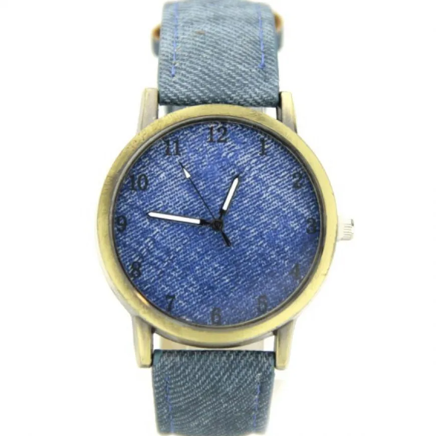 Montre unisexe bleu style matière pantalon jean's