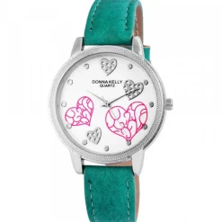 Montre Verte Femme Donna Kelly Coeurs