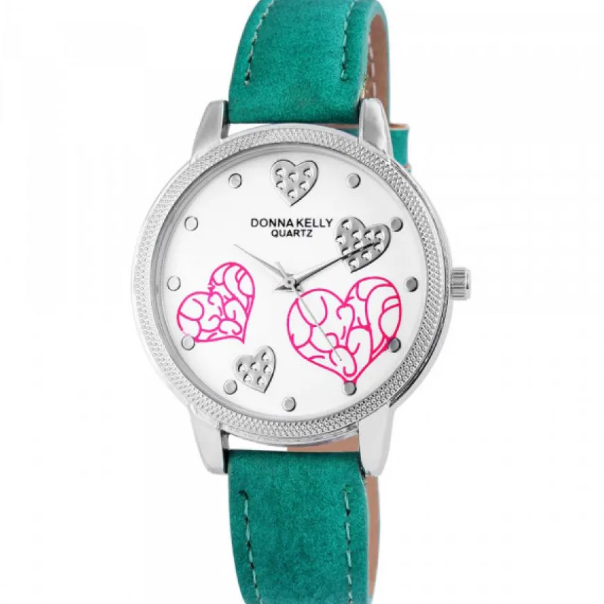 Montre Verte Femme Donna Kelly Coeurs