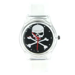 Montre Willis plastique transparent pas chère tête de mort pirate crâne