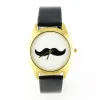 Moustache noir pas chère montre bracelet boîtier argenté blanc