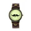 Moustache vintage pas chère montre cuir boîtier métal