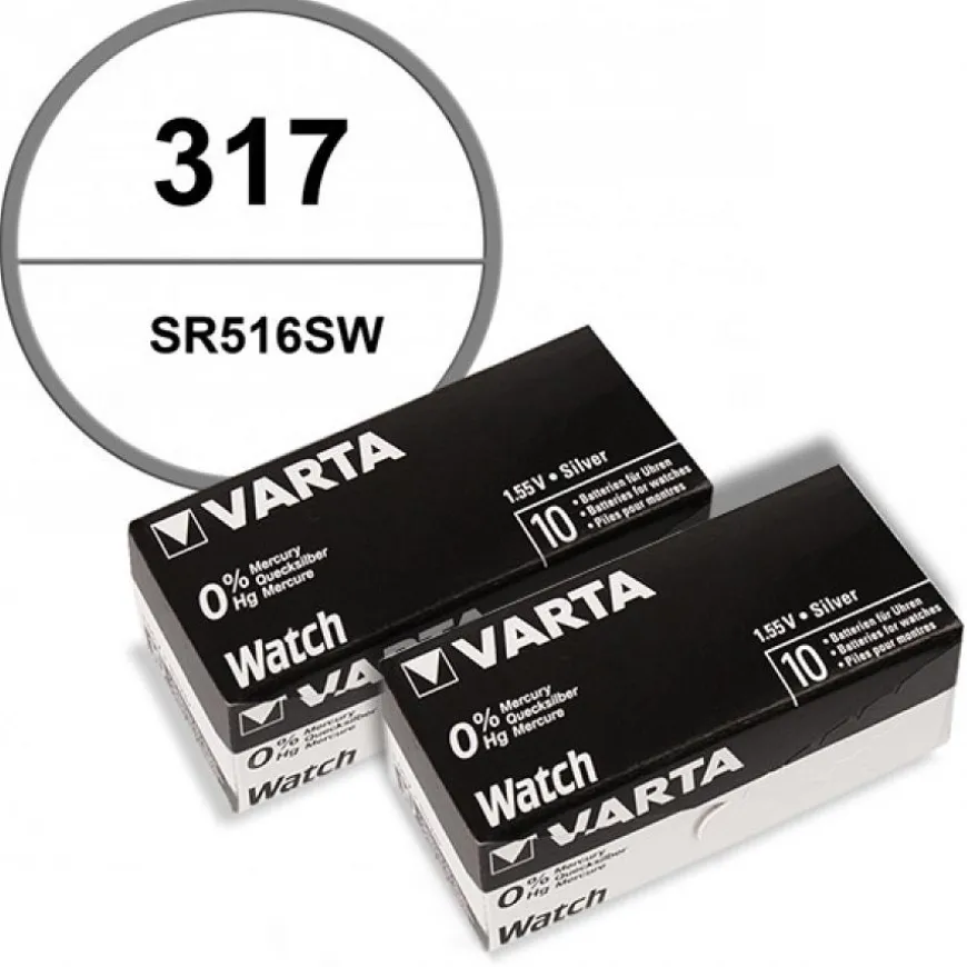 Pack de 20 Piles Varta 1,55 V 317 alcaline de montre