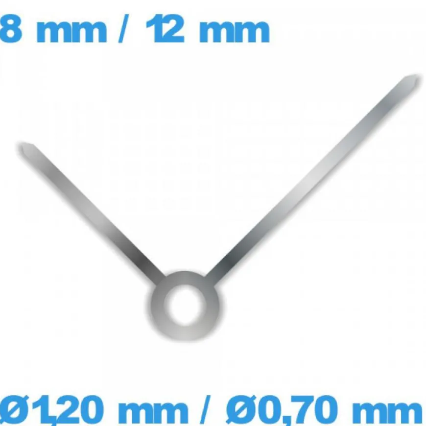Paire Aiguilles Argenté pour Mouvement de Montre 1,20 mm - 0,70 mm