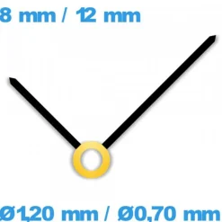 Paire Aiguilles Montre Noir et Doré (Ø1,20 mm / Ø0,70 mm)