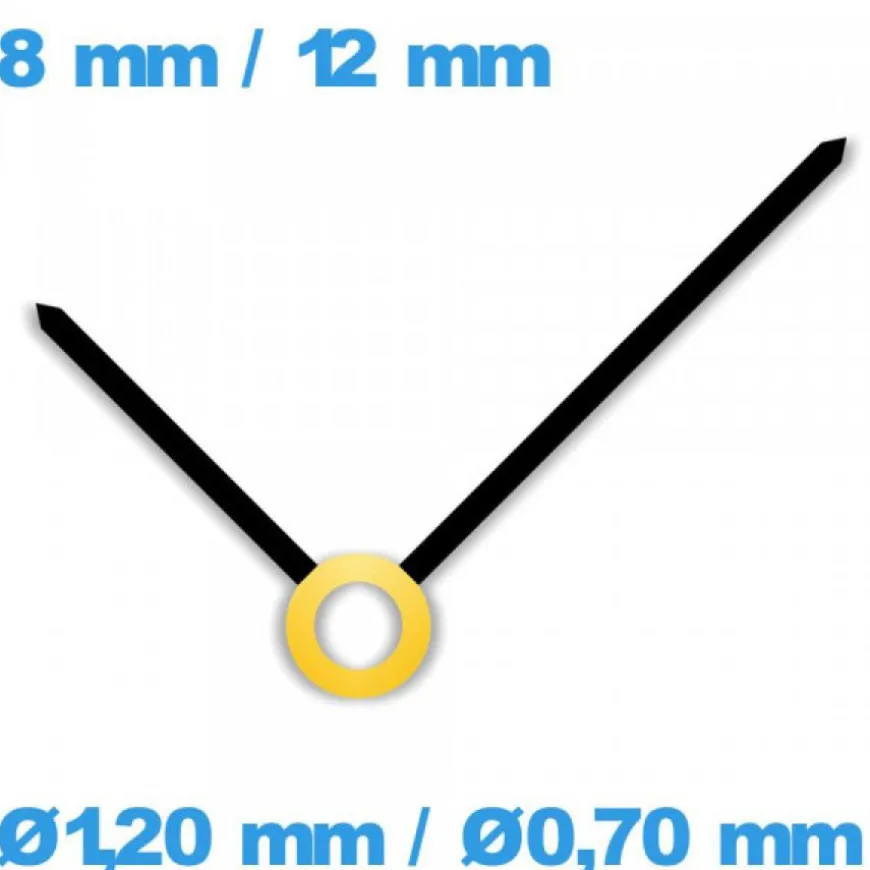 Paire Aiguilles Montre Noir et Doré (Ø1,20 mm / Ø0,70 mm)