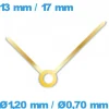 Paire d'aiguille  doré (Ø1,20 mm / Ø0,70 mm) pour mouvement montre