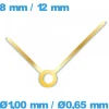 Paire d'aiguille doré pour mouvement de montre (Ø1,00 mm / Ø0,65 mm)