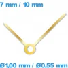 Paire d'aiguille (Ø1,00 mm / Ø0,55 mm) doré pour mouvement montre