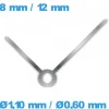 Paire d'Aiguilles pour Montre qualité suisse - 8 mm / 12 mm