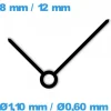 Paire d'aiguille Suisse cadran central noir (Ø1,10 mm / Ø0,60 mm)