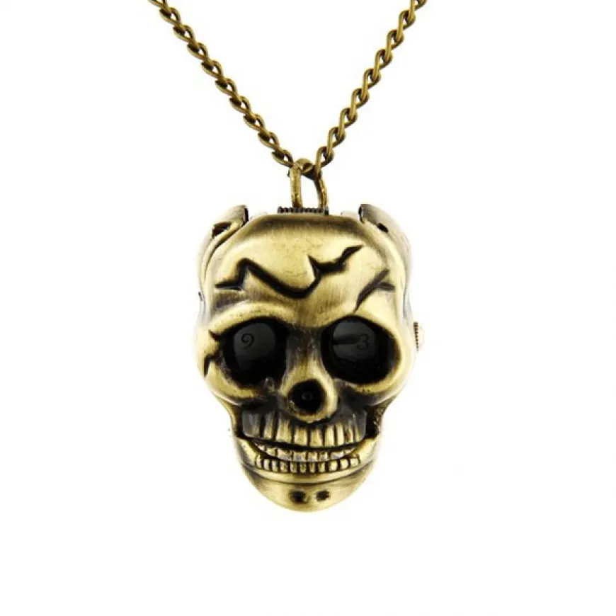 Pendentif montre tête de mort vintage gothique punk rock