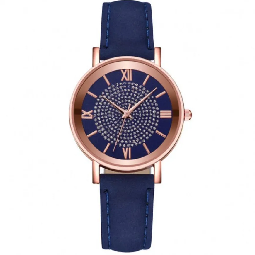 Petite Montre Femme pas chere Bleue Chiffre Romain